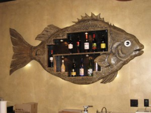 wall liquor display